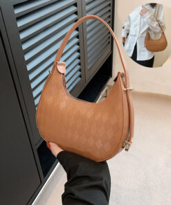 French Underarm Bag Elegant Small Shoulder Rhombus Pattern Handbag Women