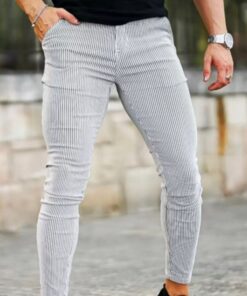 Men's Slim-fit Striped Casual Versatile Trousers