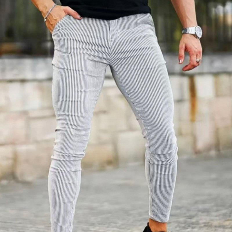 Men's Slim-fit Striped Casual Versatile Trousers