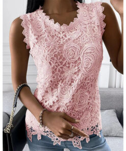 Alternative view of Flowers Lace Vest Women Summer Tops S-5XL
