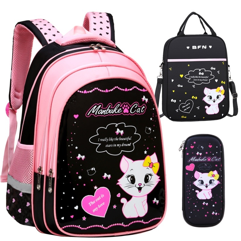 Kids School Cute Cat Print Backpack - Image 2