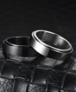 Alternative view of Stainless Steel Rotatable Spinner Ring Moon Stars Relieve Anxiety Rings