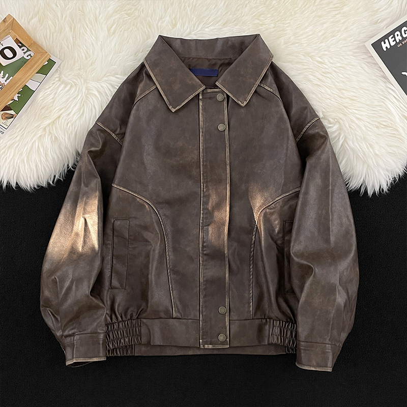 Men's Vintage Distressed Leather Jacket - Image 7