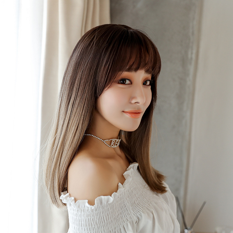 Fashion realistic hair long straight hair wig jiafa chemical fiber wig - Image 4