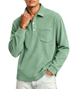 Men's Corduroy Solid-Color Striped Lapel Shirt