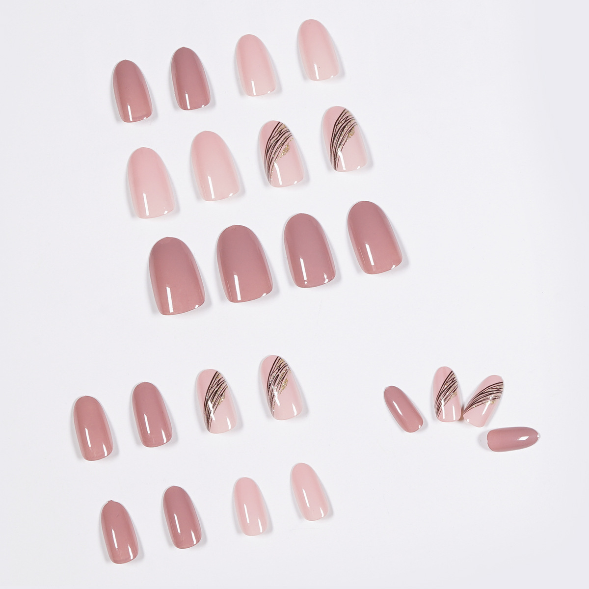 Mid-Length Press On False Nails Gradient Easy Wear Franch Reusable Natural – Bild 5