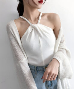 Off-the-shoulder Knitted Camisole Women's New Sexy Outer Wear