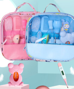 Roadfisher Newborn Baby Care Kits Nose Cleaner Feeder Earpick Tools Grooming Bag Set Nail Clipper Tooth Hair Brush Comb Scissor