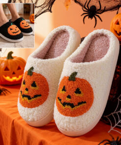 Halloween Pumpkin Cartoon Slippers Warm Winter Slippers Men And Women Couples Indoor House Shoes