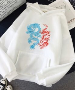 Hoodies Harajuku Vintage Dragon Pattern Printed Male Street Hoodies