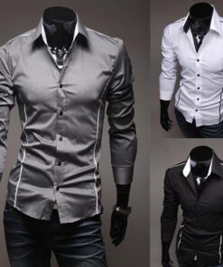 Men Shirt Fashion Cotton Slim Men Shirt Long Sleeve High Quality Casual Black White Gray Men Shirt For Men