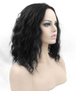 Black Short Curly Hair Cap, High Temperature Silk Short Hair Cosplay Wig Headgear