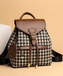 Houndstooth Backpack Women High Capacity Travel Bags Girls