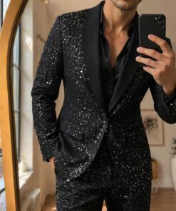 2026 Foreign Trade Cross-Border Men's Clothing European And American Style Shiny Banquet Handsome Men's Suit Set Amazon Temu250101