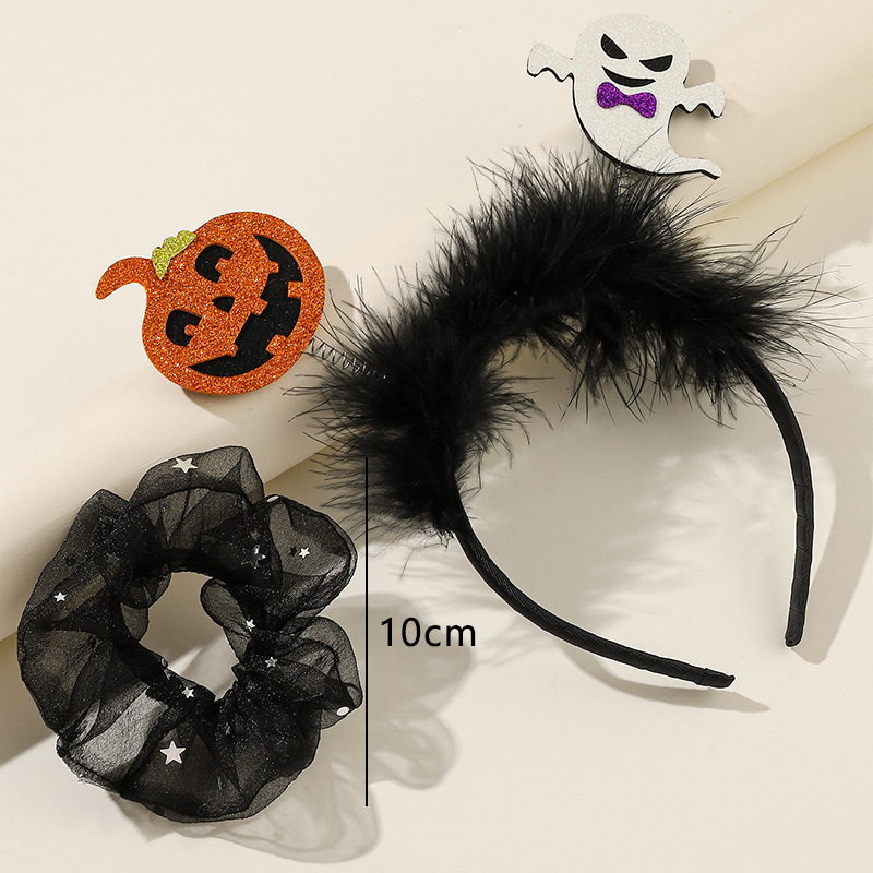 Halloween Pumpkin Head Fluffy Hair Band - Image 5