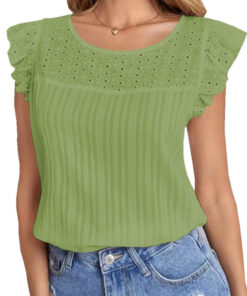 Alternative view of Women's Patchwork Sleeveless Ruffled T-shirt
