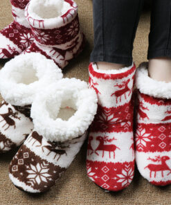 Alternative view of Christmas Elk Floor Shoes Indoor Socks Shoes Warm Plush House Slippers