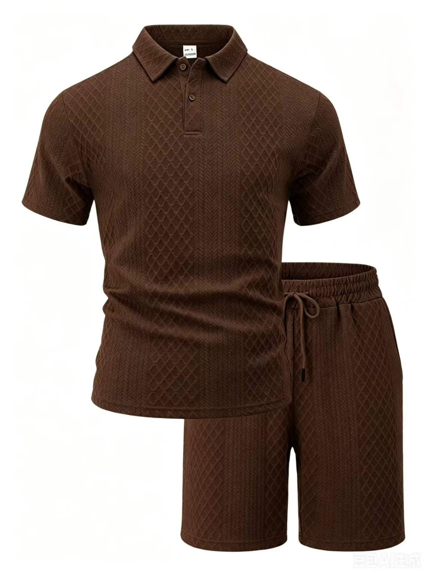 Men's Summer Jacquard Polo Set, Thin Lapel Short Sleeve Casual Sports Two Piece Outfit, Cross-border New Arrival - Image 3