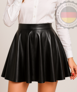 Damen Lederoptik-Rock - Ausgestellt, Elegante High-Waist Passform