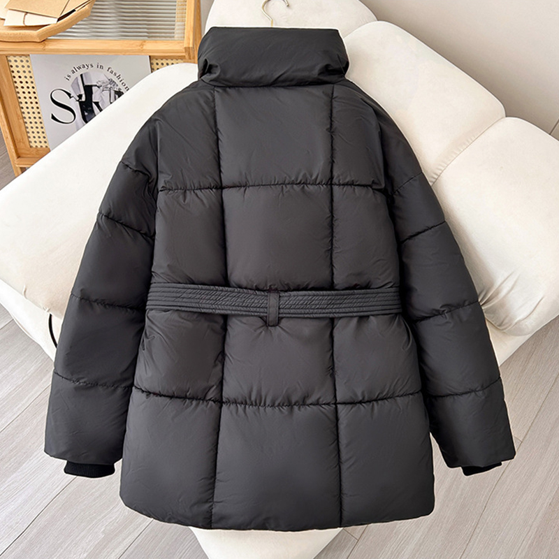 Warm Lapel Plaid Coat With Belt Design Fashion Casual Thick Jacket Fall And Winter Women's Clothing - Image 2