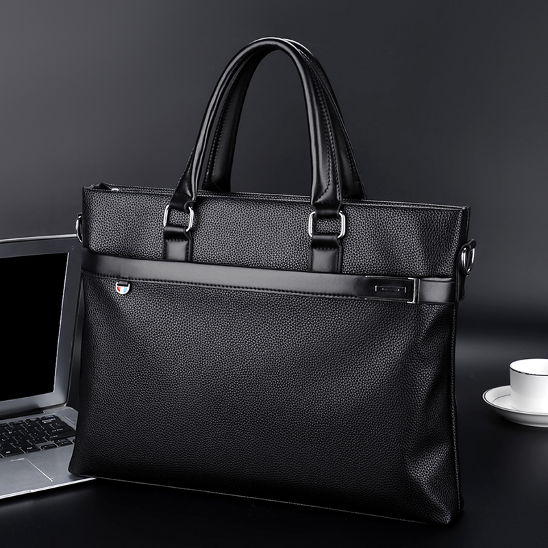 Large Capacity Business Handbag Men's Soft Leather Briefcase – Bild 2