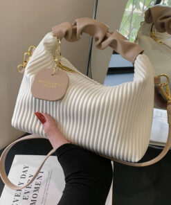 Alternative view of Women Fashion Crossbody Bag PU Leather Pleated Cloud Small Tote Bags Casual Simple Elegant Temperament Messenger Bags
