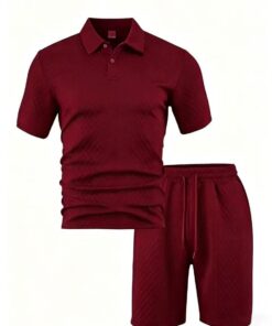 Alternative view of Men's Summer Jacquard Polo Set, Thin Lapel Short Sleeve Casual Sports Two Piece Outfit, Cross-border New Arrival