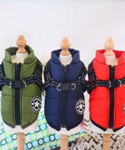 Waterproof Dog Clothes Winter Dog Coat With Harness Warm Pet Clothing Big Dog Jacket Chihuahua Labrador Coat Costume