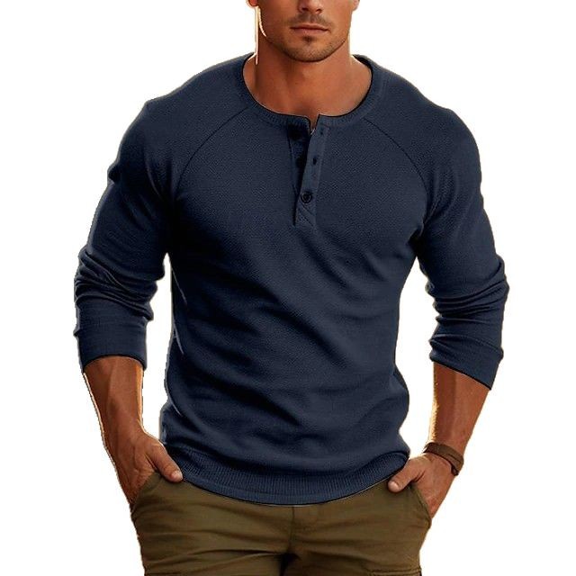 Men's Bottoming Shirt Henry Collar Long-sleeved T-shirt – Bild 5