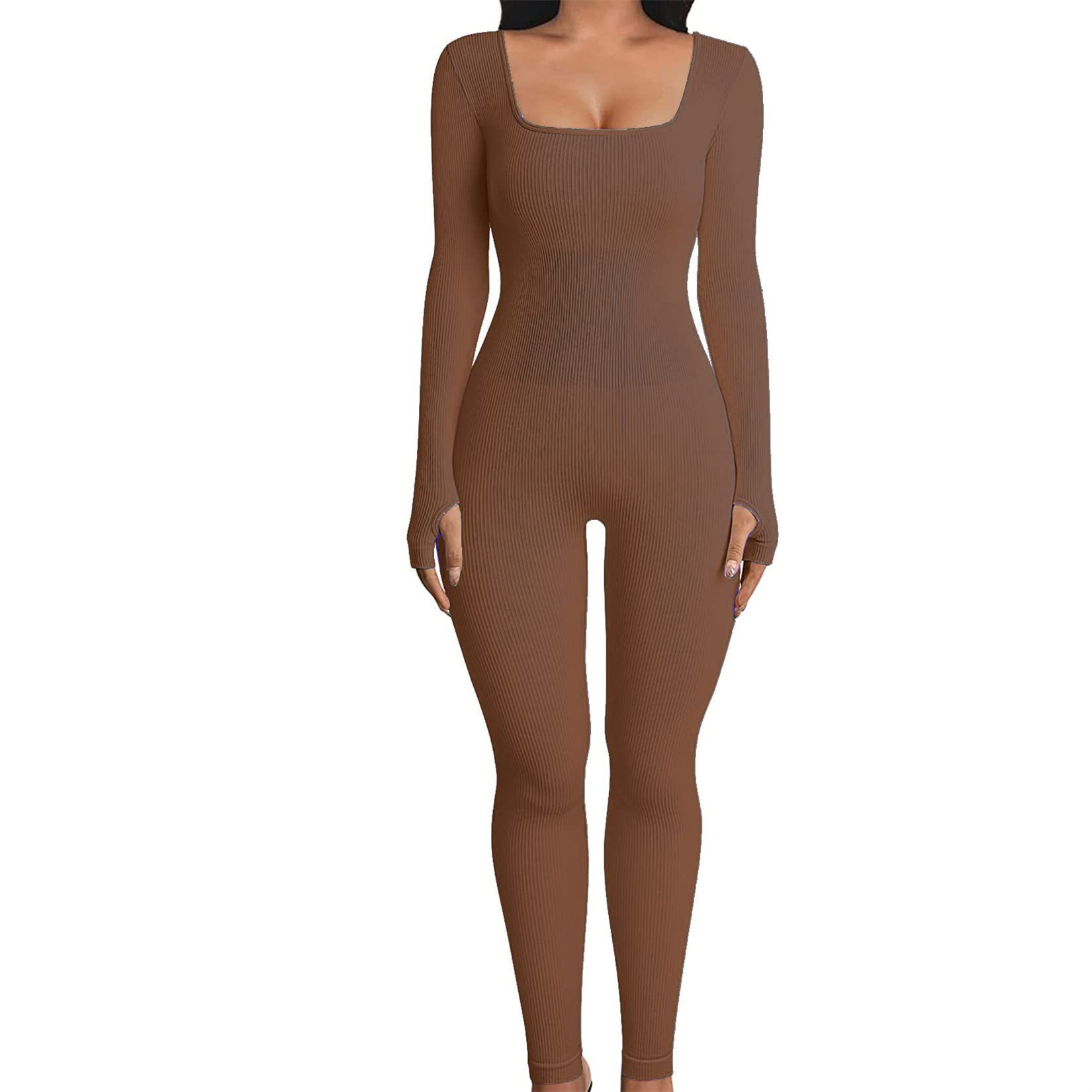 Threaded Square Collar Buttocks Slim Jumpsuit - Image 7