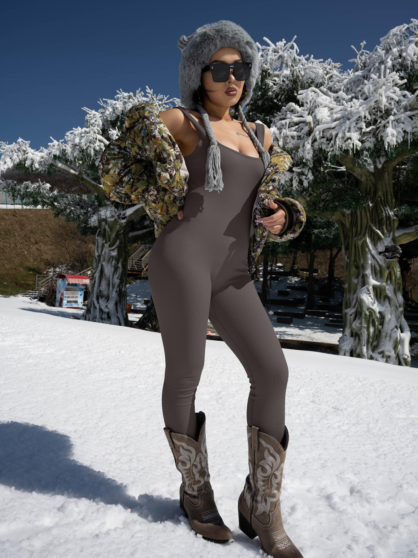 Women's Suspender Tank Top Tights - Image 4