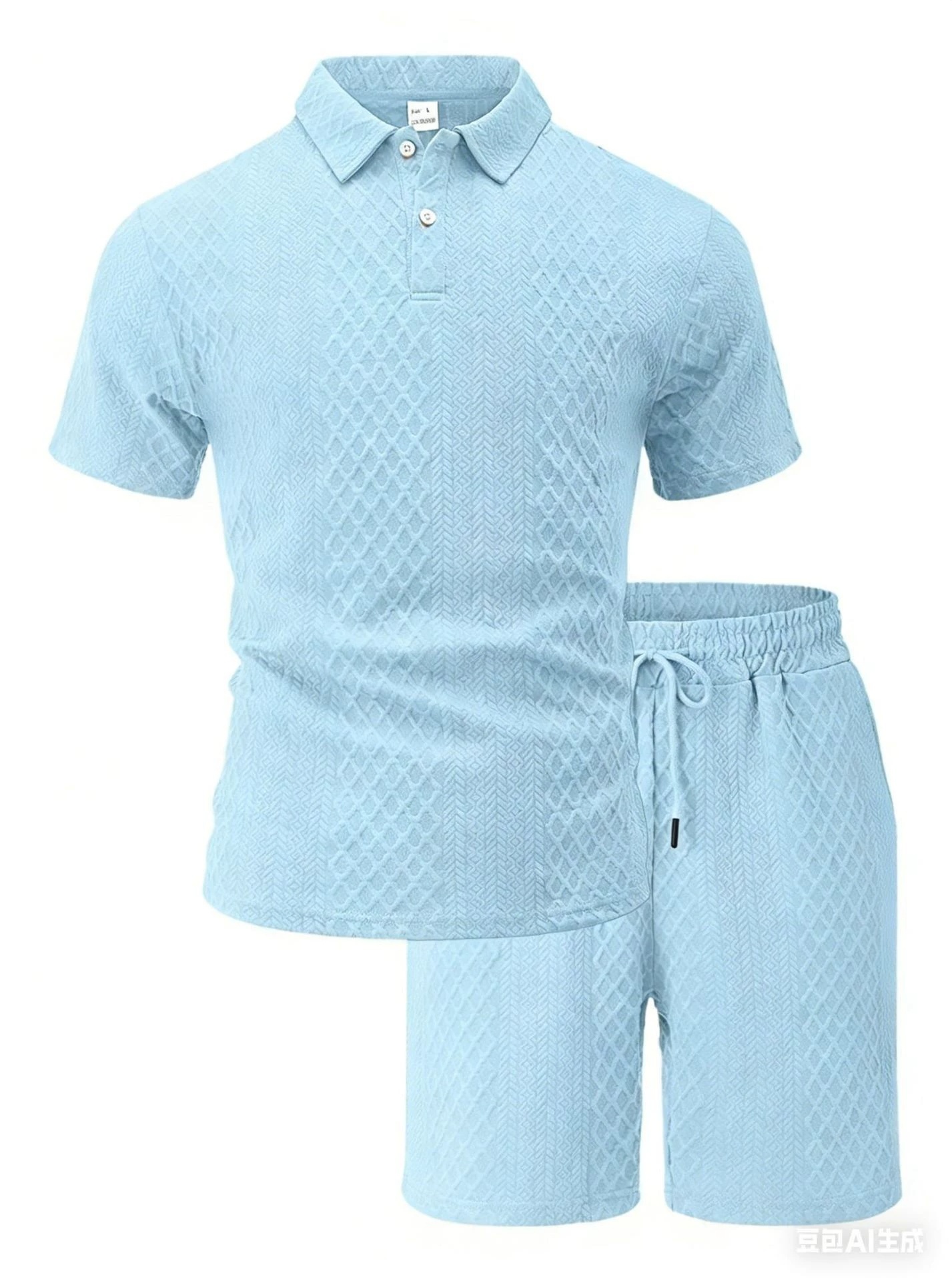 Men's Summer Jacquard Polo Set, Thin Lapel Short Sleeve Casual Sports Two Piece Outfit, Cross-border New Arrival - Image 8