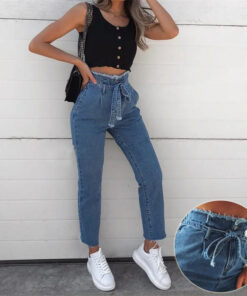 High-waisted Washed Pencil Pants Spring Sexy Temperament European And American Plus Size Denim Jeans For Women