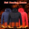 Winter Heated Jacket USB Electric Cotton Coat Zip-up Heater Thermal Clothing Heating Vest For Men