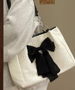 Bow Tote Large Capacity Canvas Shoulder Bag