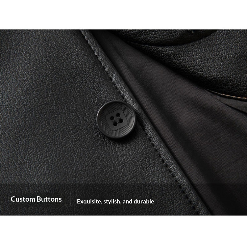 Men's Mid-length Casual Leather Jacket - Image 5