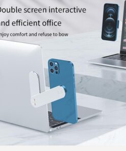 Laptop Phone Holder, Adjustable Laptop Side Mount Clip, Magnetic Laptop Monitor Mount, Computer Laptop Cellphone Stand Foldable Aluminum Expansion Bracket Tablet Clip For Dual Screen