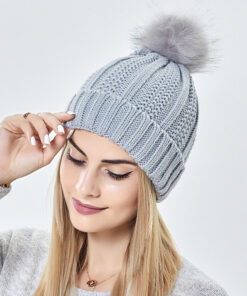 Winter Knitted Hats Fashion Stretchy Lined Skull Hats For Women Faux Fur Pom Pom Hat Keep Warming Beanie Hat
