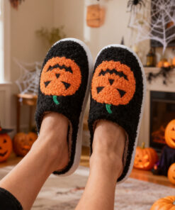 Alternative view of Halloween Pumpkin Cartoon Slippers Warm Winter Slippers Men And Women Couples Indoor House Shoes
