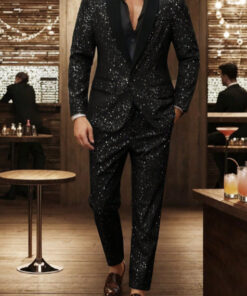 Alternative view of 2026 Foreign Trade Cross-Border Men's Clothing European And American Style Shiny Banquet Handsome Men's Suit Set Amazon Temu250101