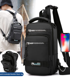 Multifunction Bags For Men Nylon Backpack Crossbody Shoulder Bag With USB Charging Port Chest Bags Pack