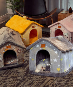 Foldable Dog House Pet Cat Bed Winter Dog Villa Sleep Kennel Removable Nest Warm Enclosed Cave Sofa Pets Supplies