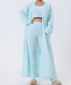 Cozy Pajama Set, 3 Piece Lounge Set, Cute Loungewear, Warm Suit Sets, Matching Set, Lounge Set, 3 Piece Pant Sets, Women Winter Dress