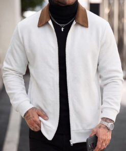 Alternative view of Cross-border Men's Casual Jacket, Solid Color Waffle Collar Coat, Amazon European And American New Baseball Jacket