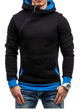 Brand Hoodie Oblique Zipper Solid Color Hoodies Men Fashion Tracksuit Male Sweatshirt Hoody Mens - Image 3
