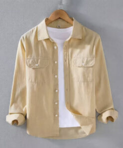 Solid-color Work Shirt For Men Autumn Japanese-style Trendy