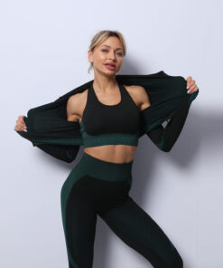 Alternative view of 3PCS Yoga Set Seamless Sport Set Women Gym Clothing Leggings Women Crop Top Sports Bra Women Fitness Gym Set Womens Outfits Tracksuit