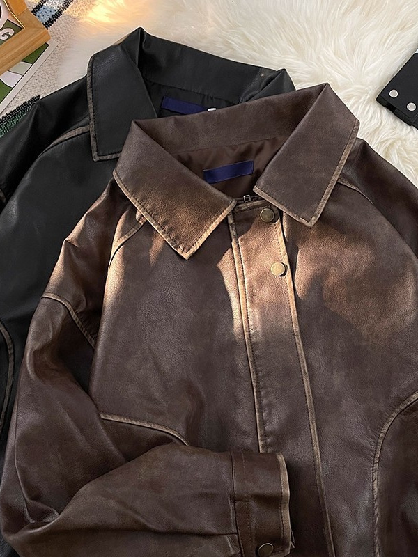 Men's Vintage Distressed Leather Jacket - Image 3