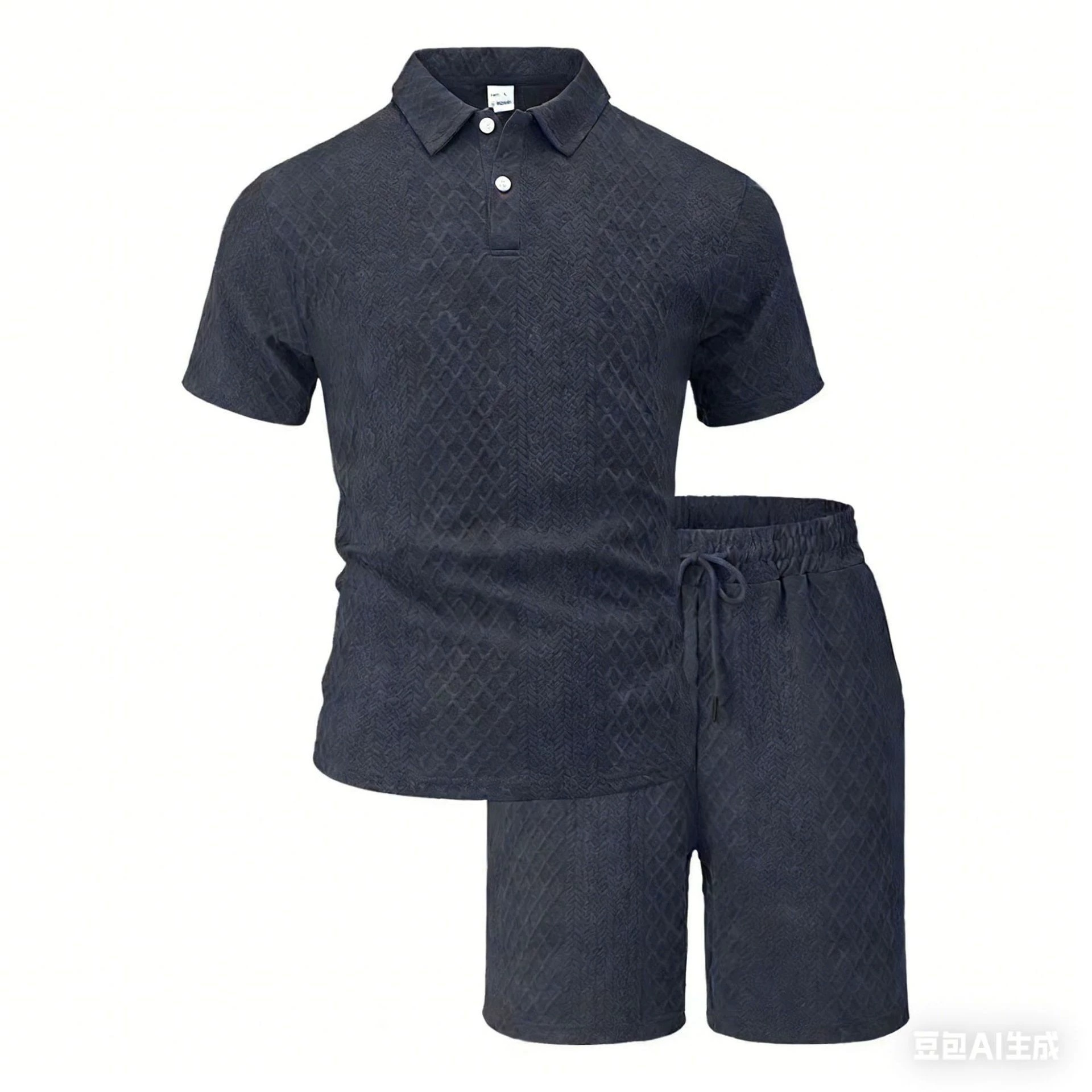 Men's Summer Jacquard Polo Set, Thin Lapel Short Sleeve Casual Sports Two Piece Outfit, Cross-border New Arrival - Image 5