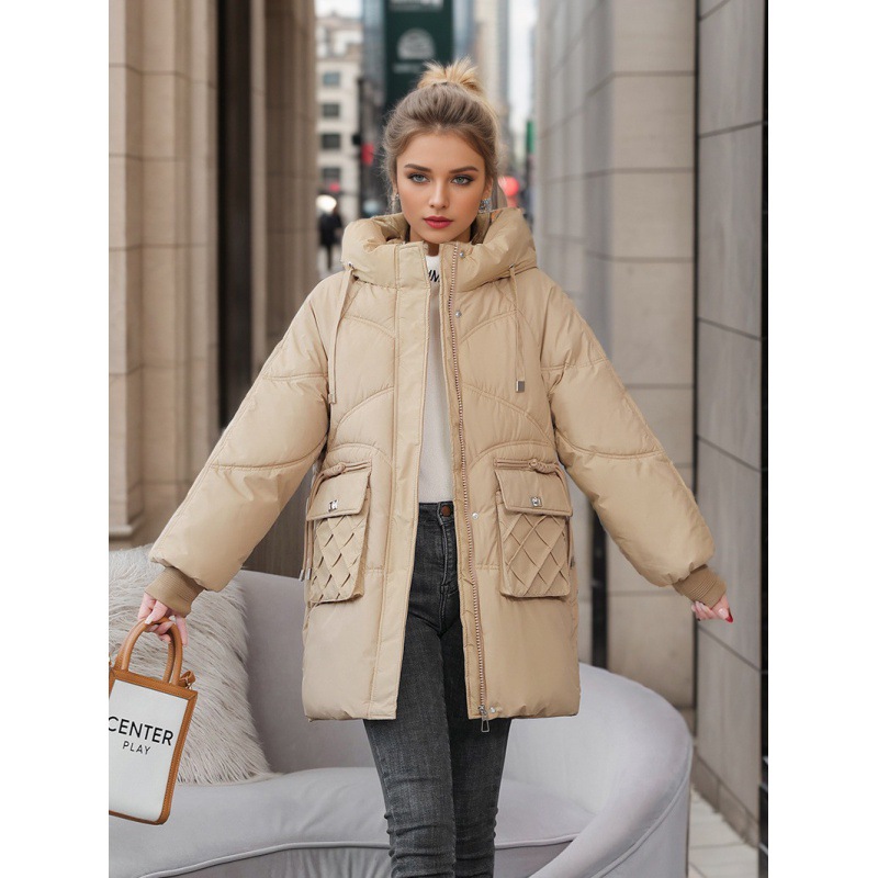 Winter Warm Hooded Coat With Pockets Fashion Solid Color Thicken Straight Cotton Jacket For Women Outerwear Clothing - Image 7